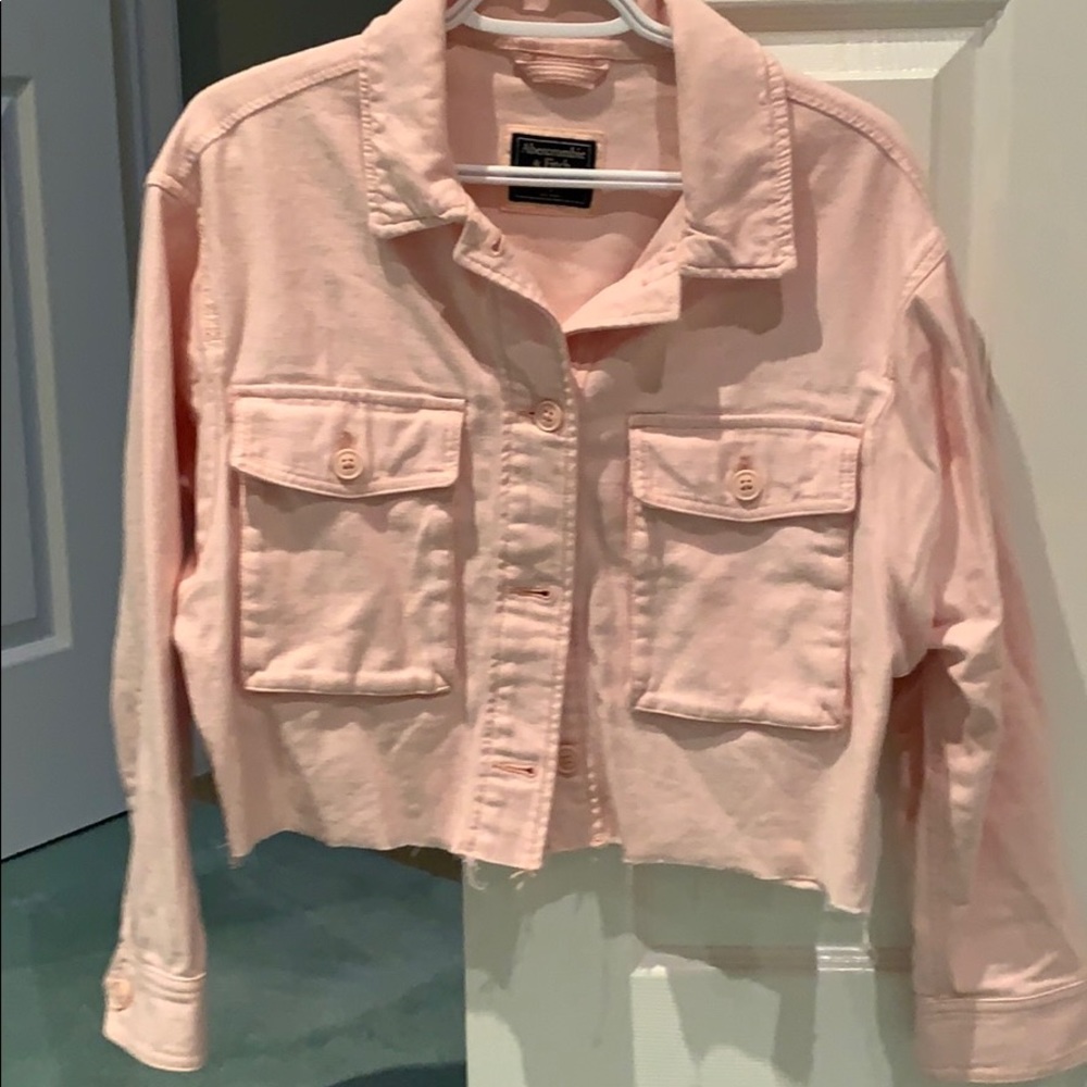 Abercrombie Cropped Pink Trucker Jacket - Picture 3 of 5